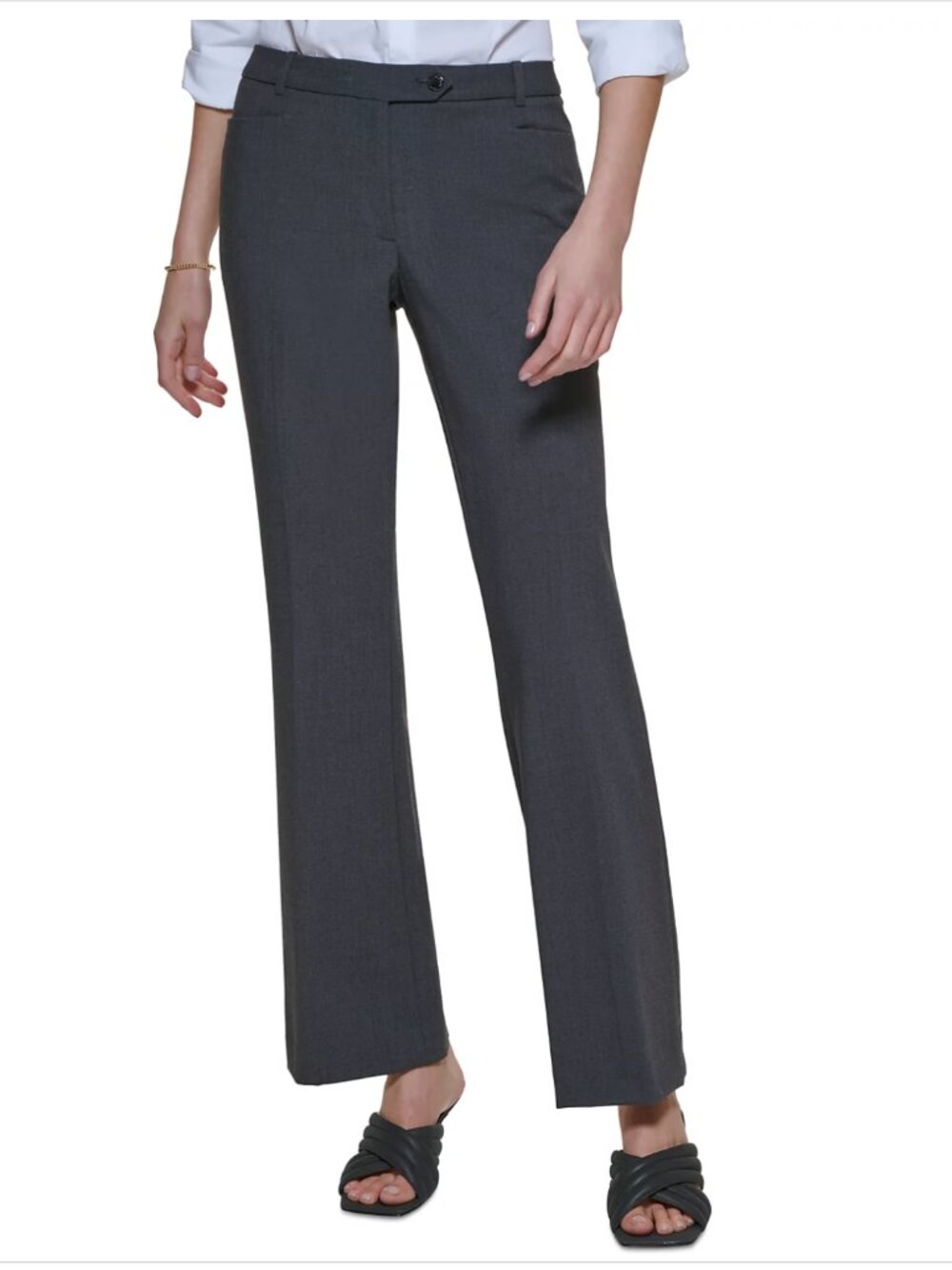 Calvin Klein Modern Fit Trousers Charcoal Gray Size 4P Petite Work Pants